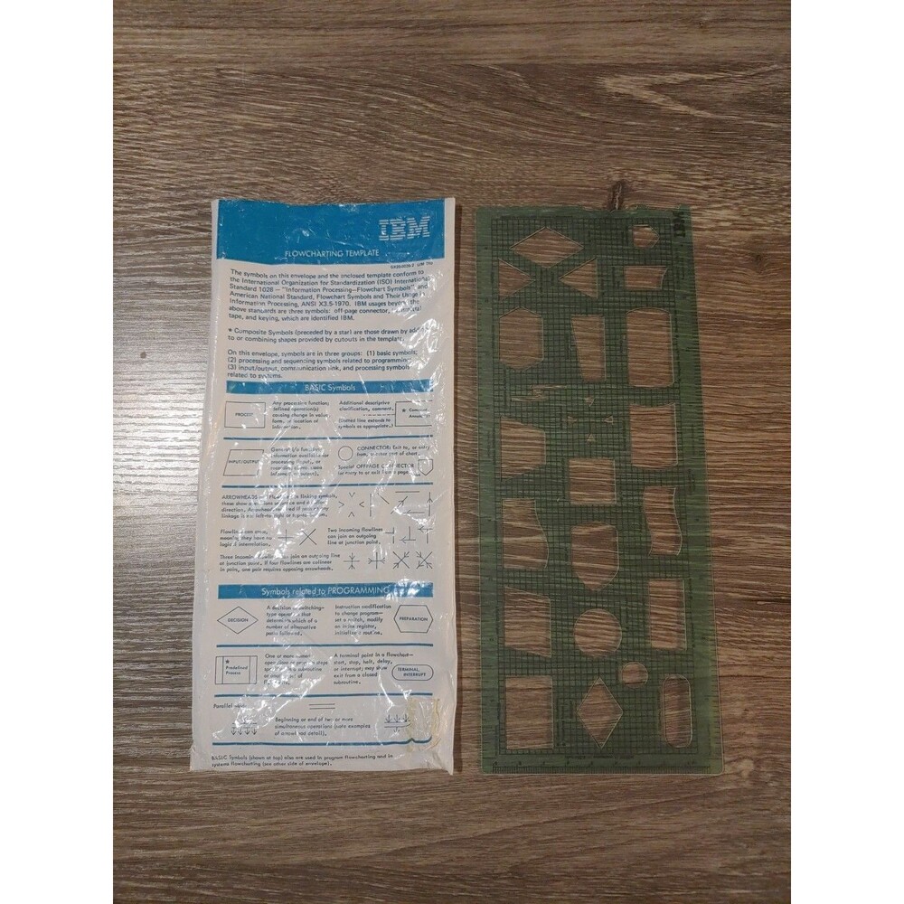 Vintage IBM Flowcharting Template w/Original Sleeve GX20-8020-2 USA